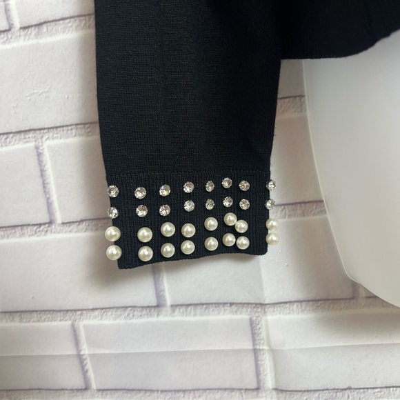 ADRIANNA PAPELL Black Pearl-Embellished Women's Top/size M - Picture 5 of 11